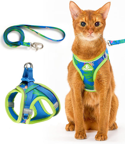Upgraded Cat Harness and Leash Set - Step-in Escape Proof Adjustable Cat Harness, Comfortable Soft Lightweight