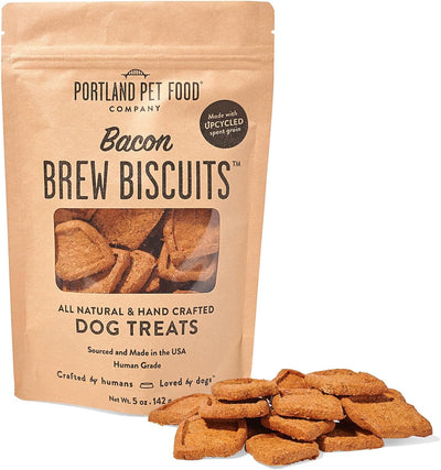 Portland Pet Food Company Brew Biscuits, Crunchy Bacon Dog Treats, 5 oz