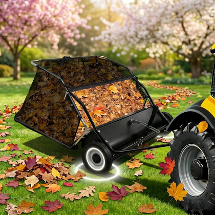 44-Inch Tow Behind Lawn Sweeper, 25 cu.ft Large Capacity Leaf & Grass Collector, Heavy Duty with Adjustable Height &