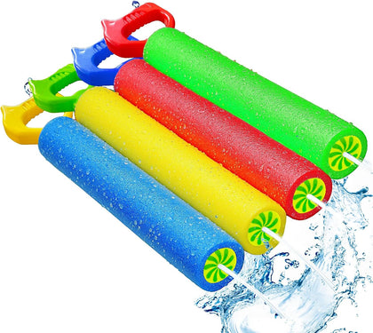 4-Pack Water Blaster Soaker Guns Set,15'' Water Guns with Plastic Handle Outdoor Swimming Pool Beach Summer Fun Party