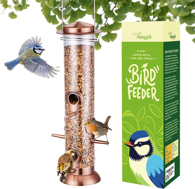Bird Feeders for Outdoors,13 Inch 6 Ports Squirrel Proof Bird Feefers,Finch Feeder for Outside,Chew-Proof Metal
