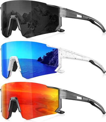 Sports Polarized Sunglasses Men Women for Running Baseball Hiking | 3 Pack Lightweight Sun Glasses with UV Protection