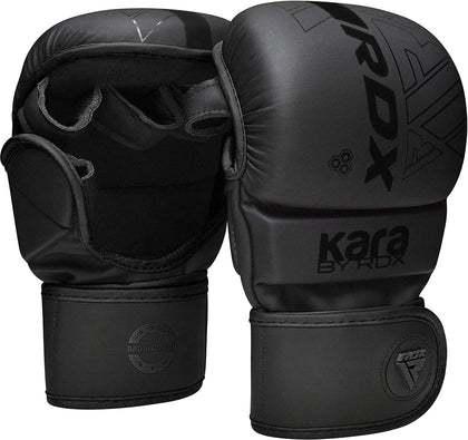 MMA Gloves Sparring Grappling, Hybrid Open Palm Martial Arts Mitts Men Women, Maya Hide Leather Wrist Support, Cage