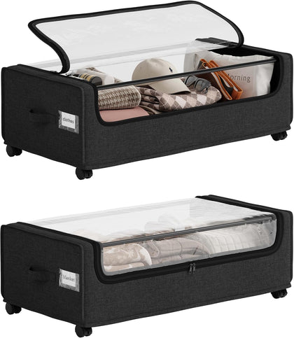 Under Bed Storage With Wheels, XXXXL Large Underbed Storage Organizer, 90L Capacity