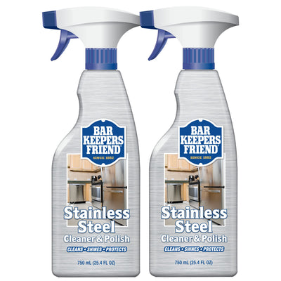 Stainless Steel Cleaner and Polish Spray (2 x 25.4 oz) Removes Oily Fingerprints, Hard Water Stains, Grime & Food