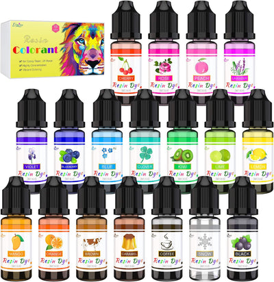 Epoxy Resin Pigment - 18 Colors Epoxy UV Resin Dye Liquid Transparent for UV Glue Coloring, DIY Jewelry Making