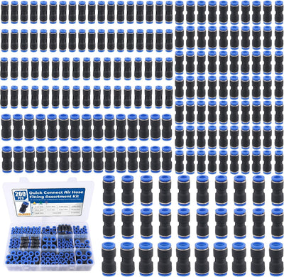 200PCS Pneumatic Push to Connect Air Fittings Straight Union Kit