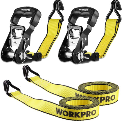 Ratchet Tie Down Straps, 2-Pack | 1.5" x 16' | 3300 lbs Break Strength Heavy Duty Ratchet Straps, Fits for Moving