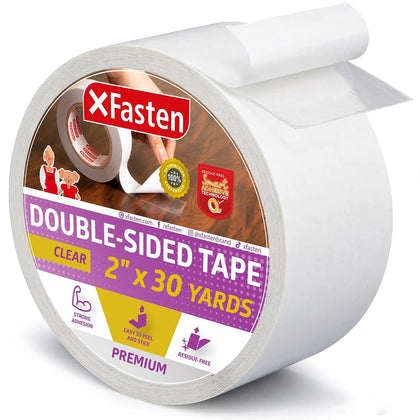 Double Sided Tape Clear, Removable, 2-Inch by 30-Yards, Ideal as a Gift Wrap Tape, Holding Carpets, and Woodworking