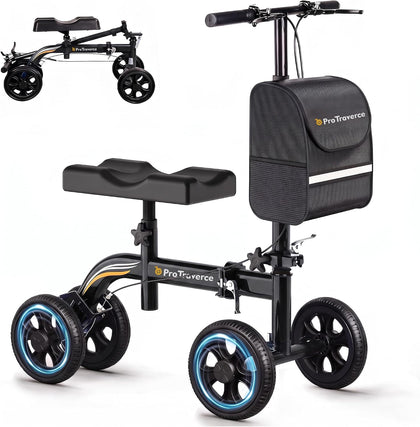 Knee Scooter for Adult for Foot Surgery – Foldable & Steerable Knee Walker, with All Terrain Wheels, Comfort Knee Pad
