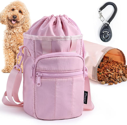 Stylish Dog Training Treat Pouch with Waist & Shoulder Strap, Dog Treat Bag for Walking and Training, Removable