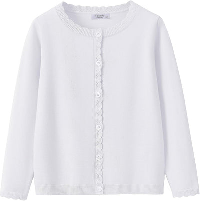 Girls Basic Cardigan Button Up Knitted School Sweater 4-12 Years | Soft Breathable,Cozy Lightweight Fall & Spring