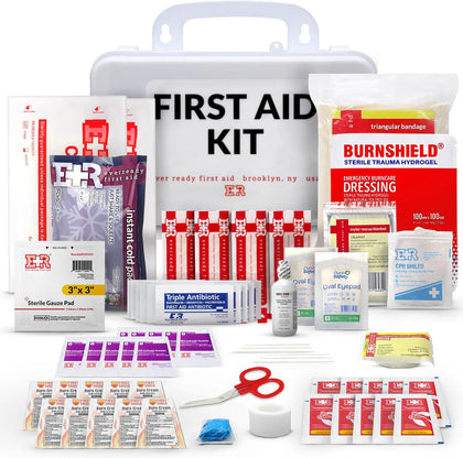 10 Person First Aid Kit - OSHA and ANSI Class A Compliant, Fully stocked Emergency Kit for Home, Office or