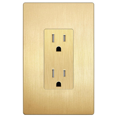 Decorator Receptacle, Tamper-Resistant Wall Outlet, 15A, Brushed Gold | Self-Grounding, UL Listed, Tough And Heat