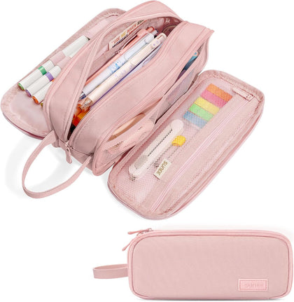 Large Capacity Pencil Case with 3 Compartment, Extra Big Pencil Pouch, Pencil Bag with Zipper, Cute High Stationery
