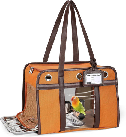 Airline Approved Bird Carrier for Parrots, Travel Bird Cage Carrier for Cockatiels Conures Small Birds, Portable Pet