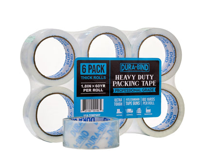 Durabind Heavy Duty Packing Tape 6 Pack. Rolls are 60 Yards x 2in. Tough Clear Tape for Shipping, Packing, Moving
