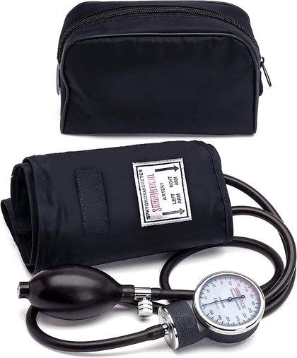 Adult Deluxe Aneroid Sphygmomanometer - Professional Blood Pressure Monitor with Adult Black Cuff and Carrying case