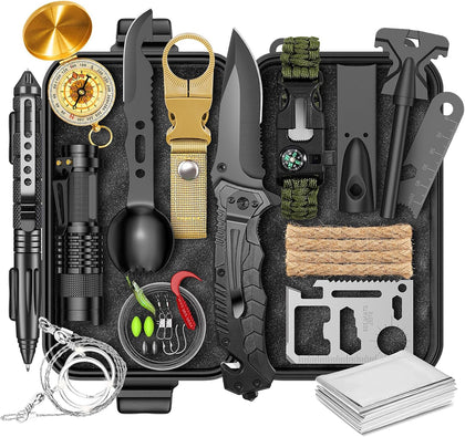 Gifts for Men Him Dad, Survival Kit and Equipment 25 Pcs, Valentines Gifts for him, Christmas Stocking