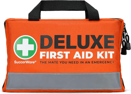 380 Pieces Deluxe First Aid Kit Compact Trauma Medical Kits with Assorted Bandages, Instant Cold Pack, Emergency