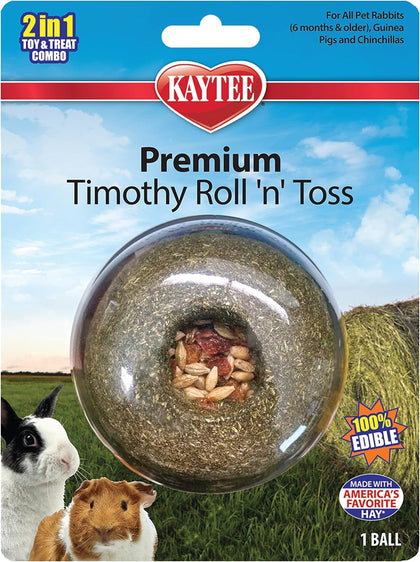 Timothy Roll 'n' Toss Toy and Treat for Rabbits, Guinea Pigs | Dental support. Edible rabbit toys for play. 100%