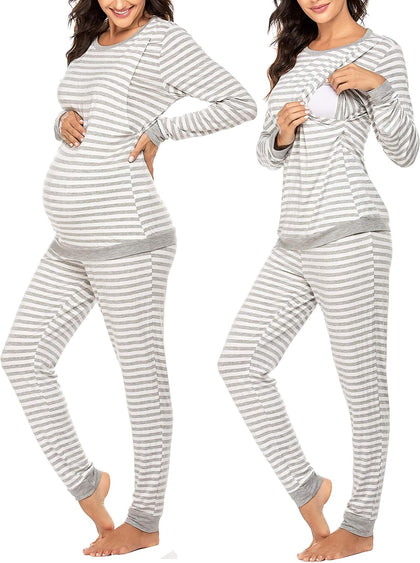 Nursing Pajamas Set Long Sleeve Maternity Clothes Thermal Underwear