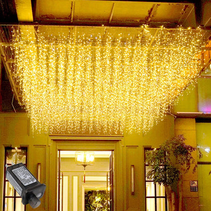 Icicle Lights Outdoor, 32.8 FT 400 LED 8 Modes Christmas String Fairy Lights with 80 Drops, Twinkle Waterproof