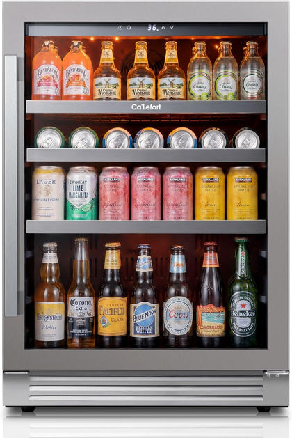 24'' Beverage Refrigerator, 180 Can Beverage Fridge Under Counter