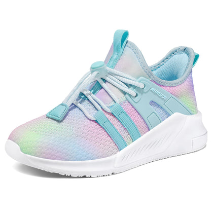 Girls Lace-up Running Sneakers, 10 Little Kid, Ombre Blue
