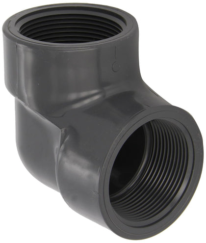 Spears 808 Series PVC Pipe Fitting, 90 Degree Elbow, Schedule 80, 3/4" NPT Female