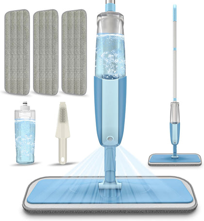 Spray Wet Mops for Hardwood Floor Cleaning: MEXERRIS Floor Mop with 3 Washable Pads for Swiffer Powermop - Refillable
