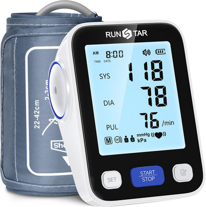 Upper Arm Blood Pressure Monitor with Wide Range Cuff (8.6'' -16.5'') for Home Use FSA&HSA Eligible, Automatic