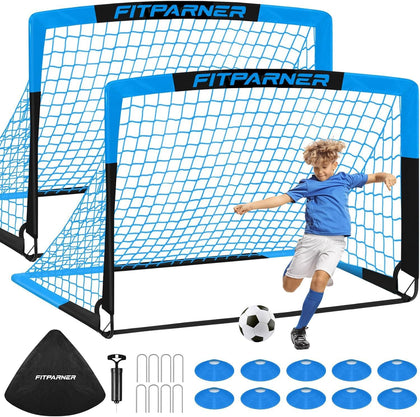 Kids Soccer Goals for Backyard Set - 2 Pack of Portable Pop Up Soccer Nets with Ball,Cones,Complete Training