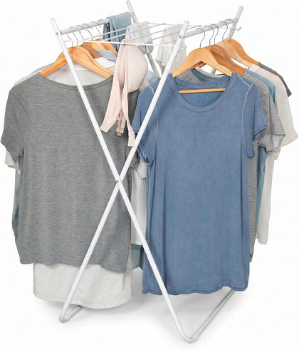 Easy-Fold Collapsible Clothes Drying Rack, Sturdy Metal Laundry Rack Holds 40 lbs, Space-Saving Foldable Towel Rack