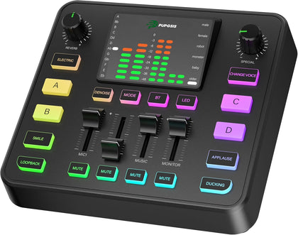 PUPGSIS Gaming Audio Mixer For Streaming, Sound Board for PC/Phone | 1/4" TRS Dynamic Mic