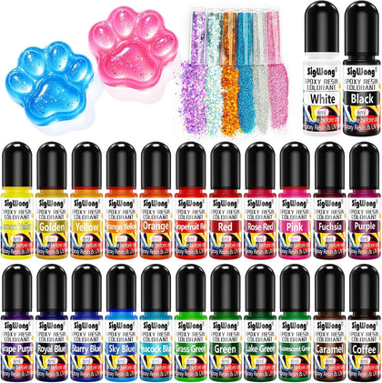Epoxy Resin Pigment - 24 Colors Liquid Translucent Dye, Highly Concentrated for DIY Jewelry Making, Paint, Craft