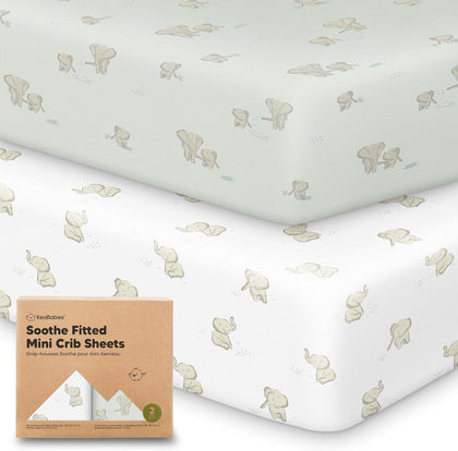 2-Pack Mini Crib Sheets Fitted - 38x26 Pack N Play Sheets for Pack and Play Mattress, Organic Cotton, Soft &