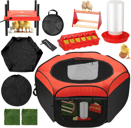 Chick Starter Kit 6-in-1 Chicken Brooder Box with 12"*12" Heating Plate