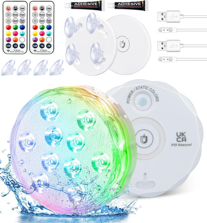 Rechargeable Submersible Pool Lights with Remote, Waterproof Underwater Charging Battery Operated Controlled 25 Color