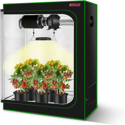 48”x24”x60” Grow Tent, Reflective 600D Mylar,Hydroponic Grow Tent with Observation Window and Floor Tray for Indoor
