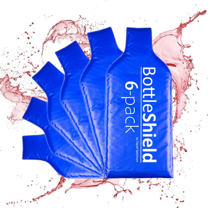 Bottle Shield Reusable Wine Protector Travel Bag (6-Pack) - Bubble Cushioning Wrap Suit - Unbreakable Bottle Sleeve