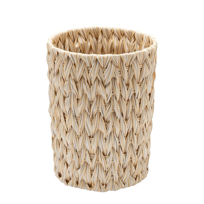 Small Wicker Trash Can, Trash Basket for Decor, Butter Milk | 2 Gallon Bathroom Waste Basket, Small Plastic Bathroom