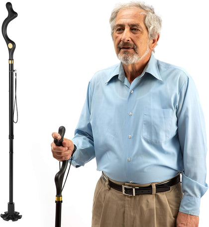 Walking Cane for Men and Women - Special Balancing Stick With 10 Adjustable Heights - Self Standing, Folding