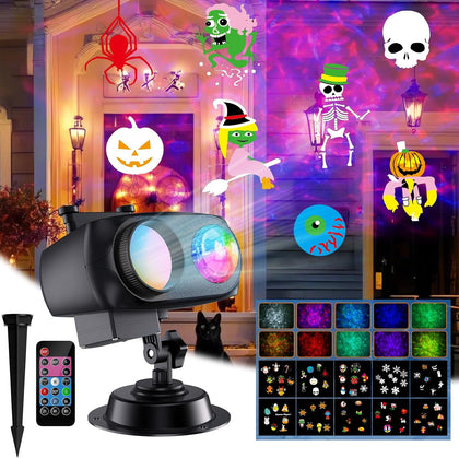 2026 Upgrade Halloween Christmas Projector Lights Decorations, COOLWUFAN Outdoor Indoor Holiday Projector Lights with