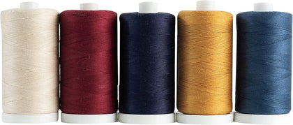 100% Cotton Thread Sets - 1200 Yard Spools (Set of 5 - Old Glory)