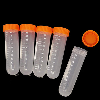 10PCS 50ml Round Bottom Plastic Lab Centrifuge Tubes Laboratory Test Tubes with Screw Cap and Graduation Frozen Vial