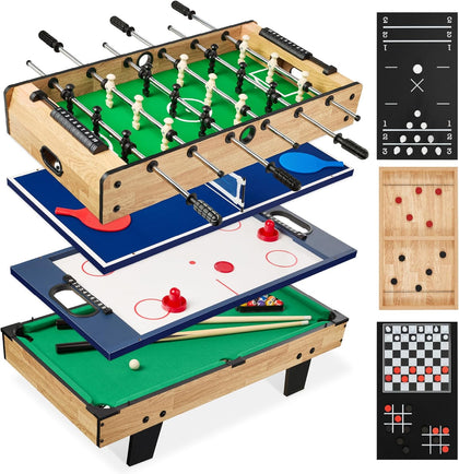 11-in-1 Kids Combo Game Table Set w/Ping Pong, Foosball, Air Hockey, Shuffleboard, Bowling, 5 Accessory Bags