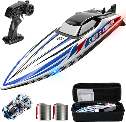 16" Brushless RC Boat for Adults, 35+ KPH, Self-Righting, 2 Batteries | 3S Power, Capsize Recovery, Carrying Case