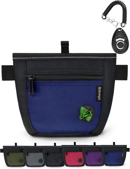 Dog Treat Pouch and Training Clicker, Upgrade Two Magnetic Closure to Prevent Spills, 2 Cup Treat Bag with Poop Bag