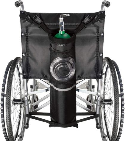 Oxygen Cylinder Bag for Wheelchairs with Buckles, Fits Any Wheelchair, Black (Fits Most Oxygen cylinders)